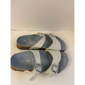 Birkenstocks Sandals White Blue Stripes size 37 USA 6 Excellent